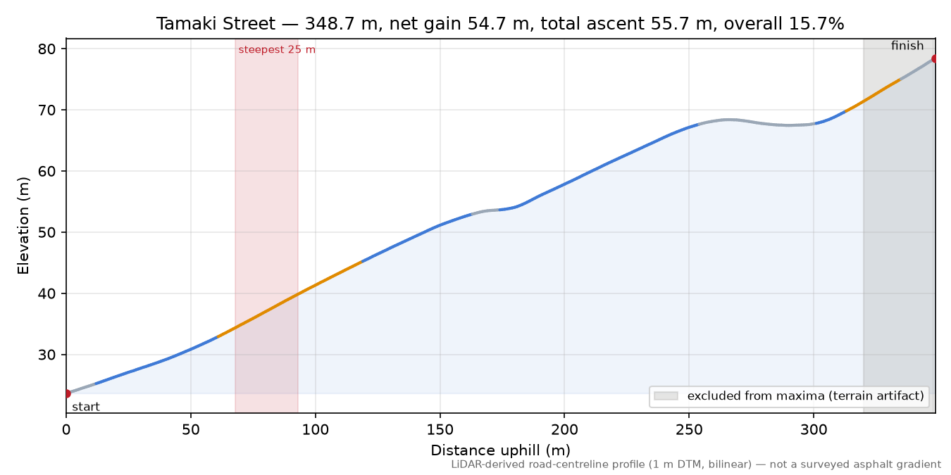 Tamaki Street elevation profile