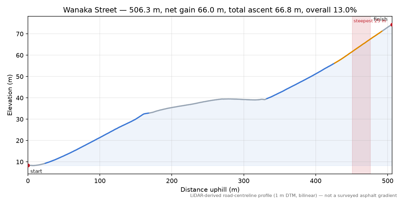 Wanaka Street elevation profile