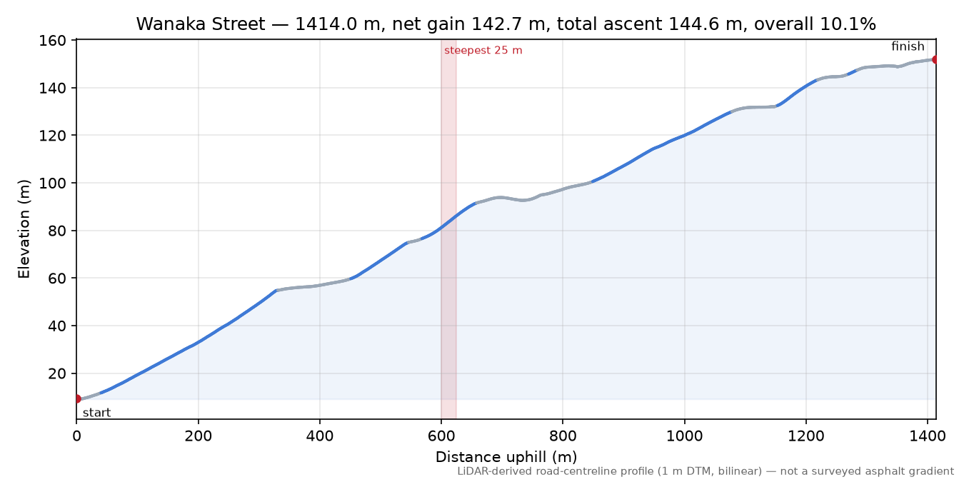 Wanaka Street elevation profile