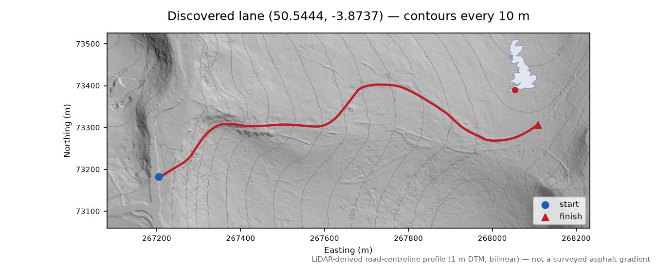 Dartmeet LiDAR hillshade map with contours