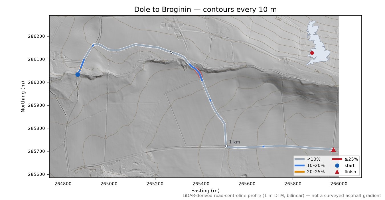 Dole to Broginin LiDAR hillshade map with contours