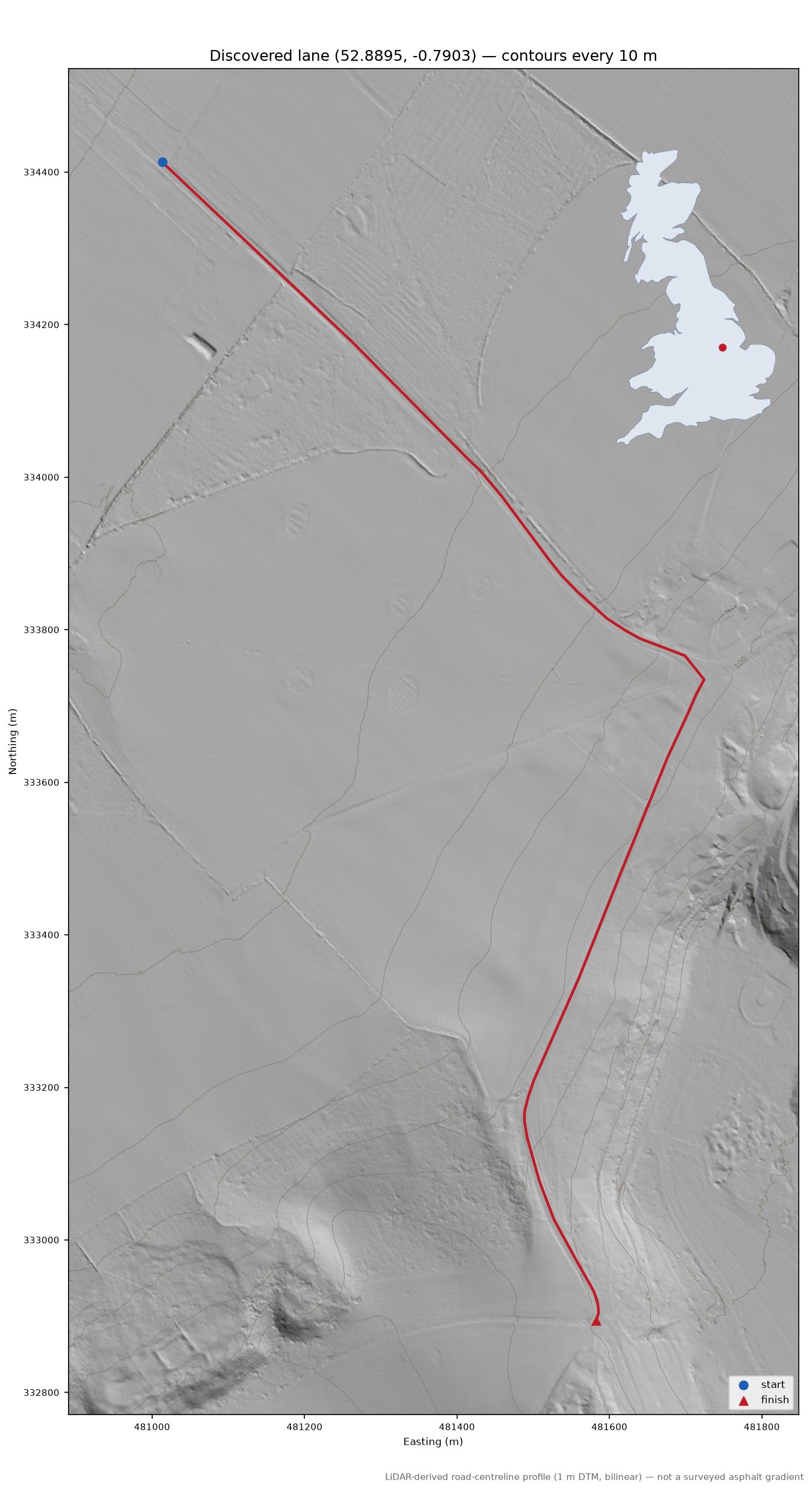 Terrace Hill LiDAR hillshade map with contours