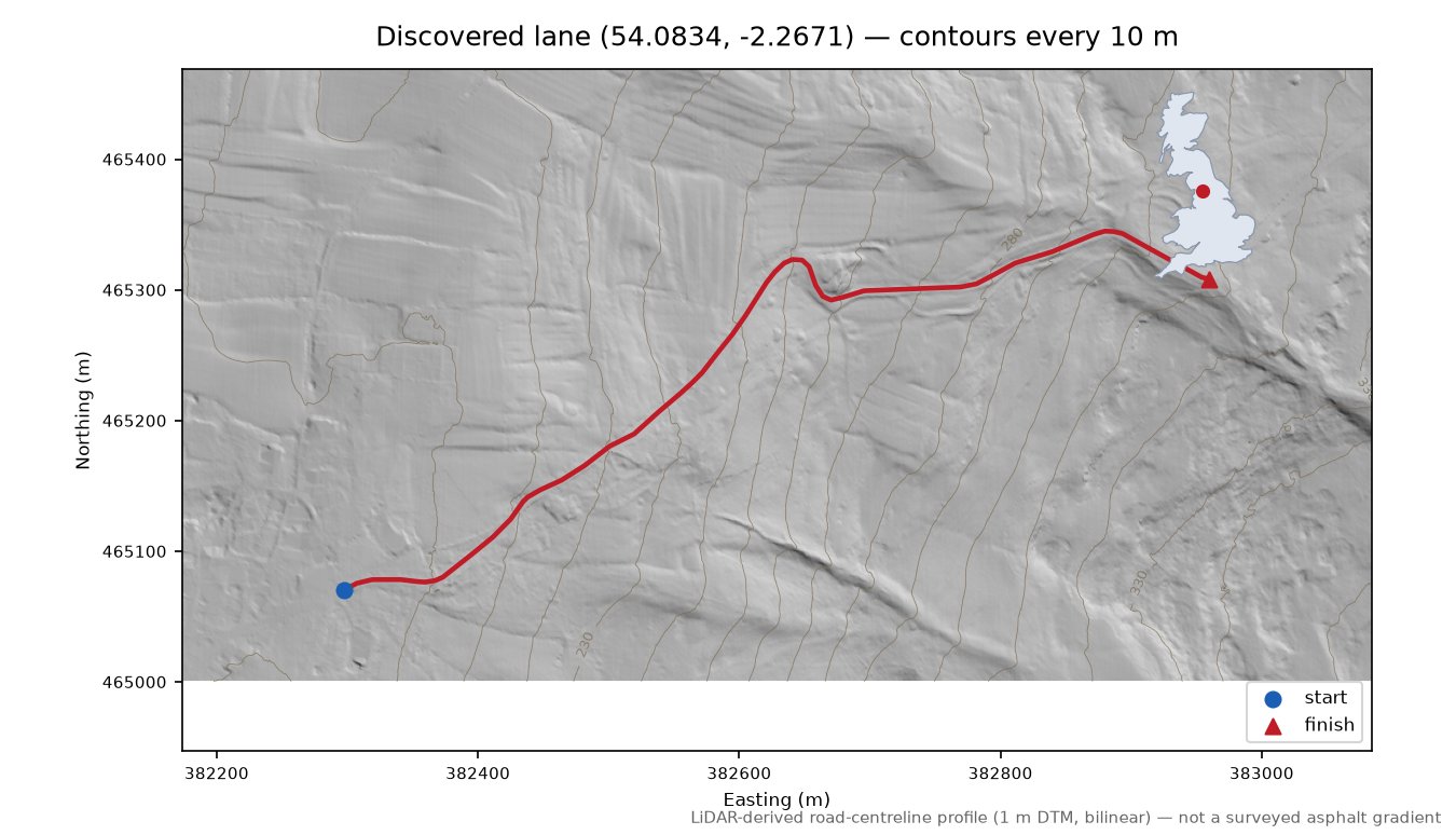 Langcliffe Scar LiDAR hillshade map with contours
