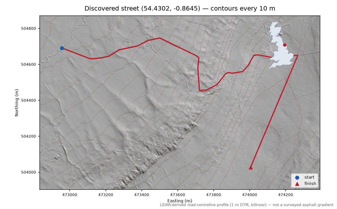Great Fryup Dale to Glaisdale Rigg LiDAR hillshade map with contours