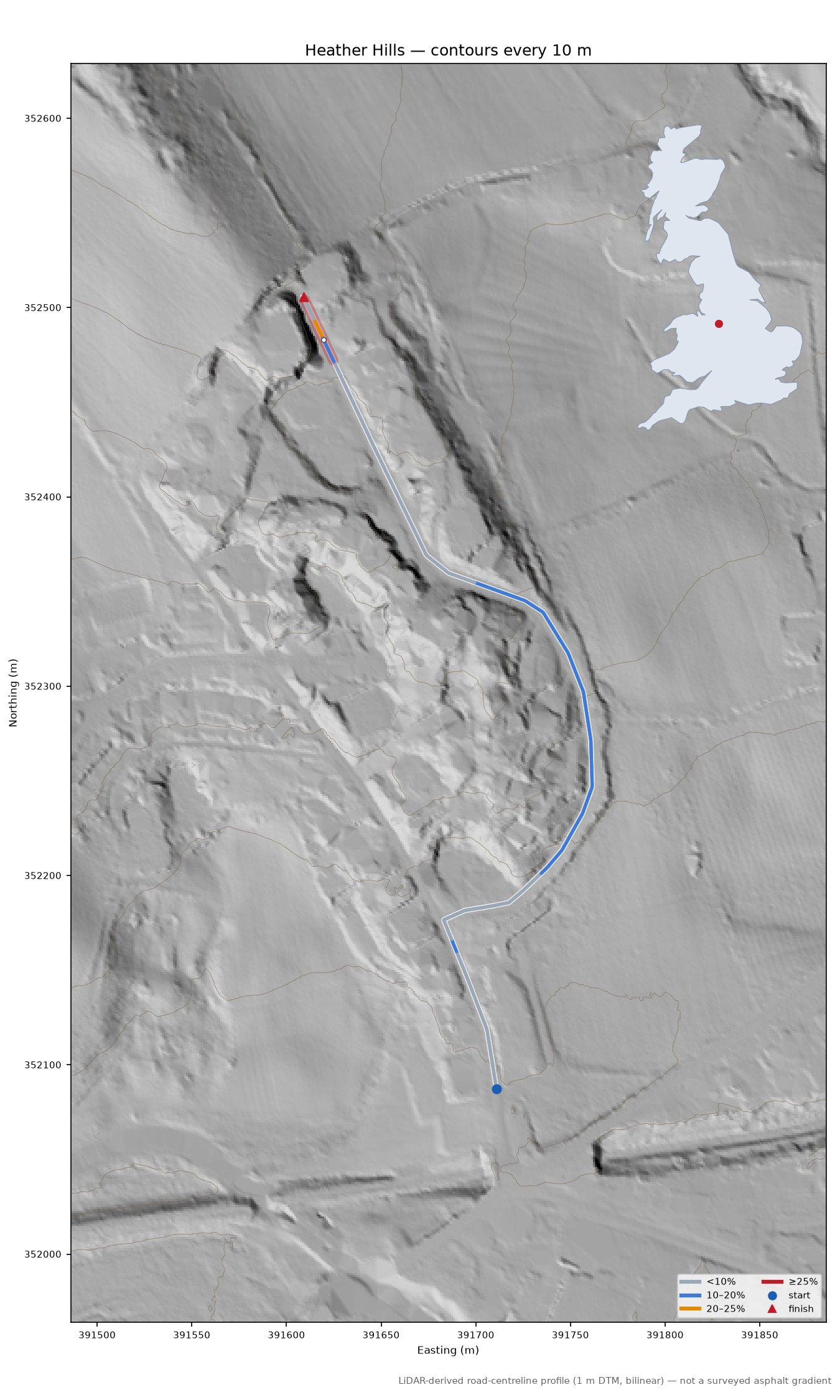 Heather Hills LiDAR hillshade map with contours