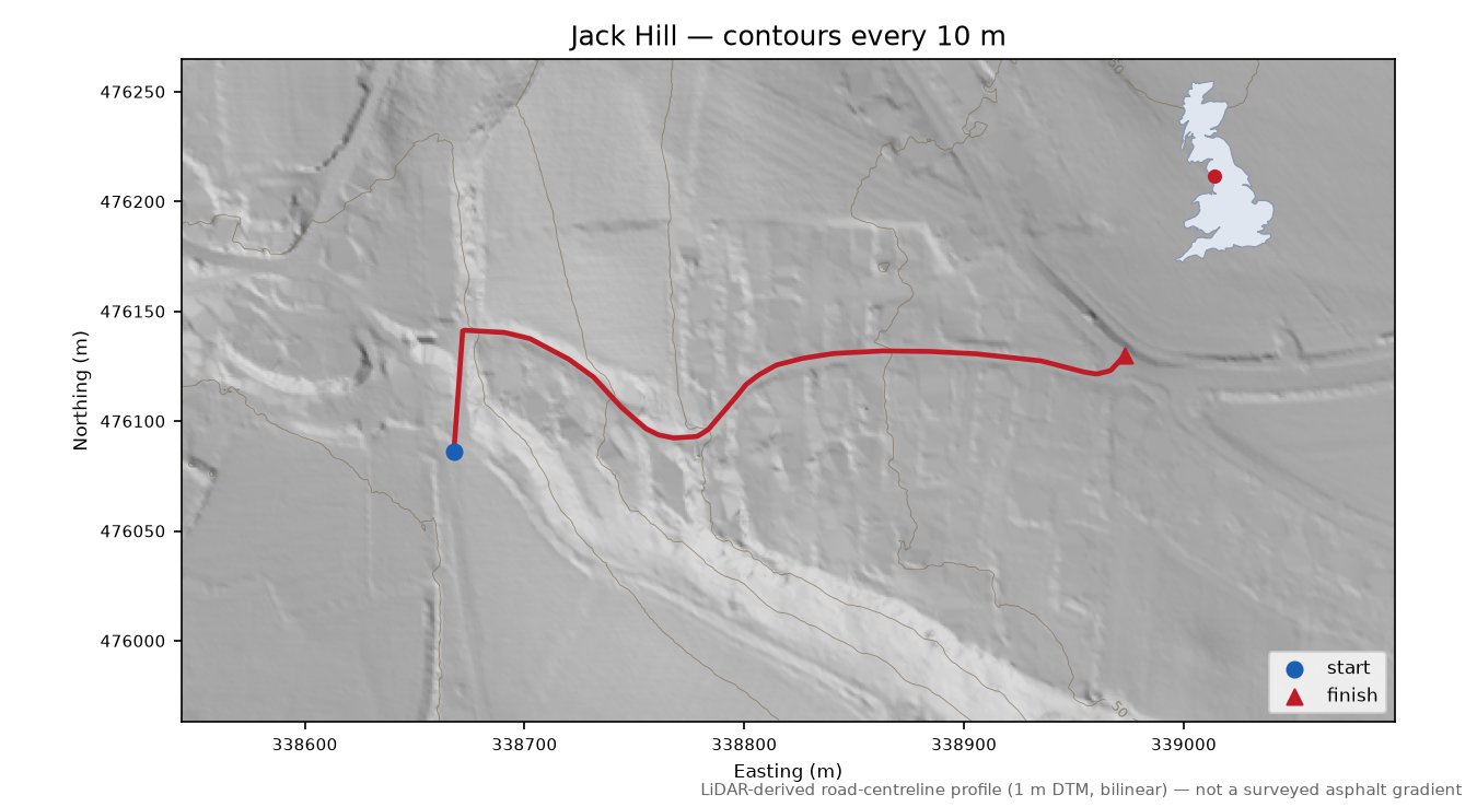 Jack Hill LiDAR hillshade map with contours
