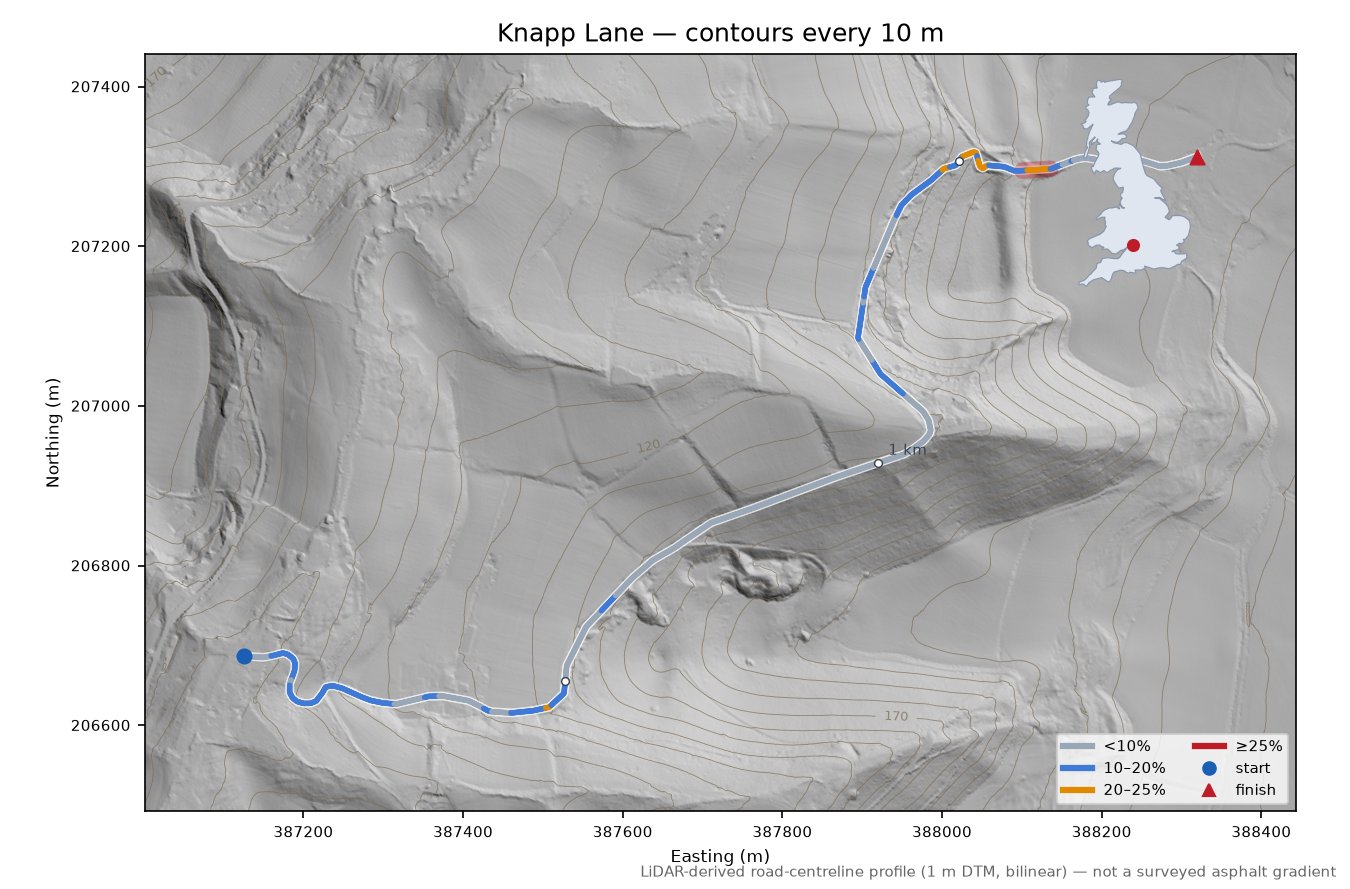 Knapp Lane LiDAR hillshade map with contours