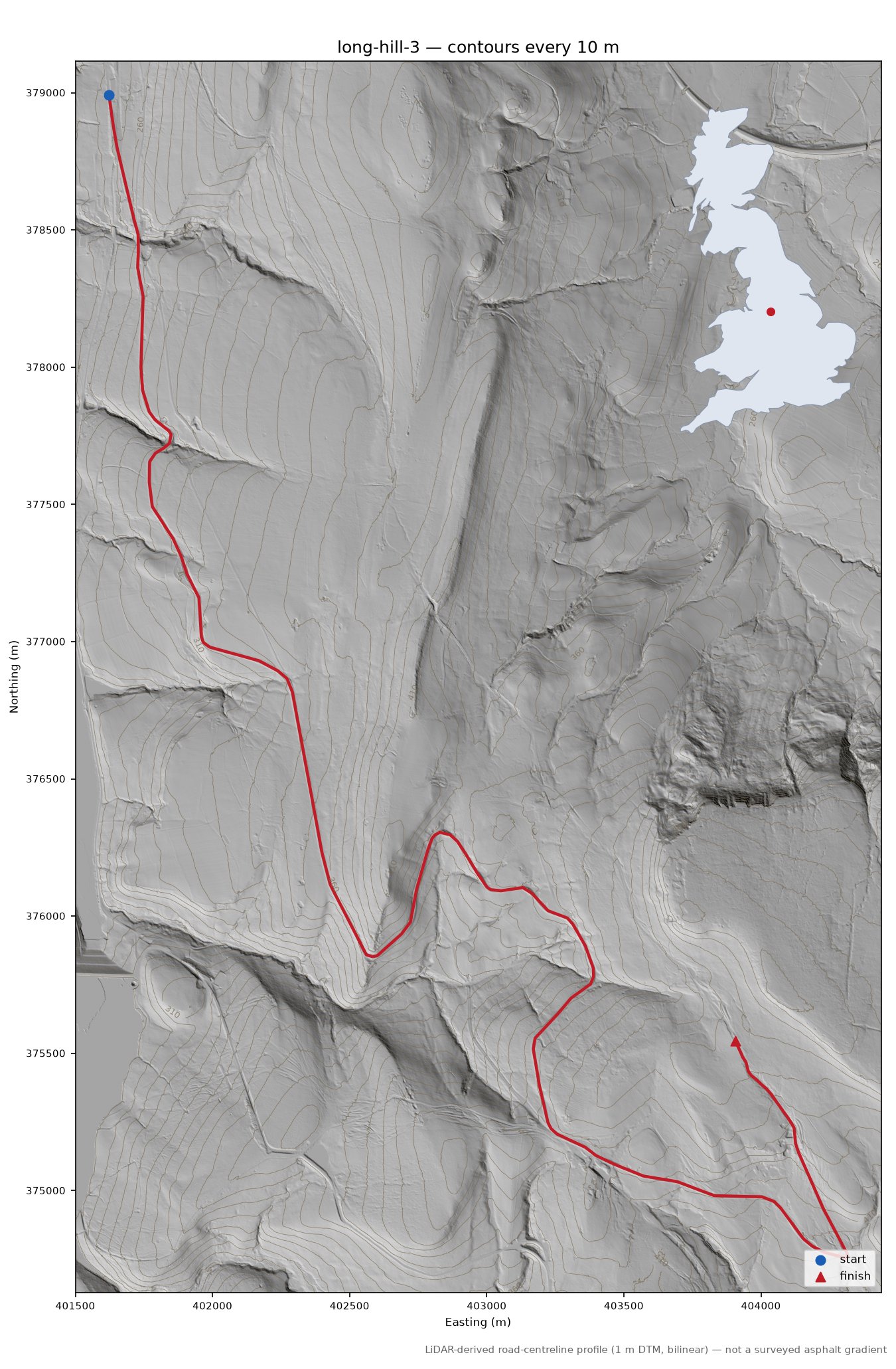 Long Hill LiDAR hillshade map with contours