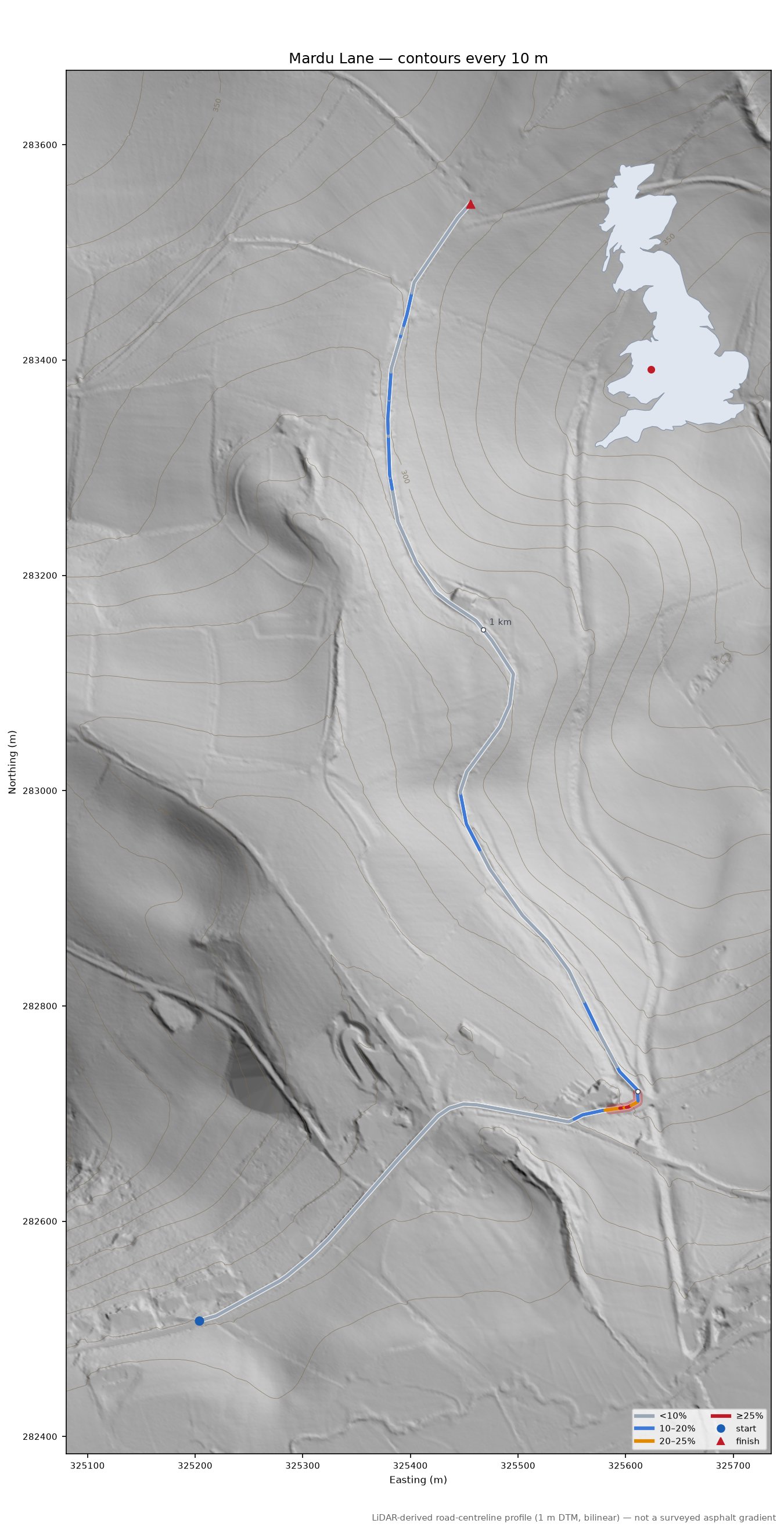 Mardu Lane LiDAR hillshade map with contours