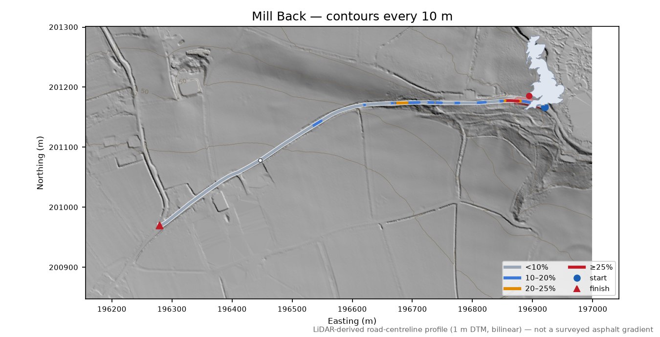 Mill Back LiDAR hillshade map with contours