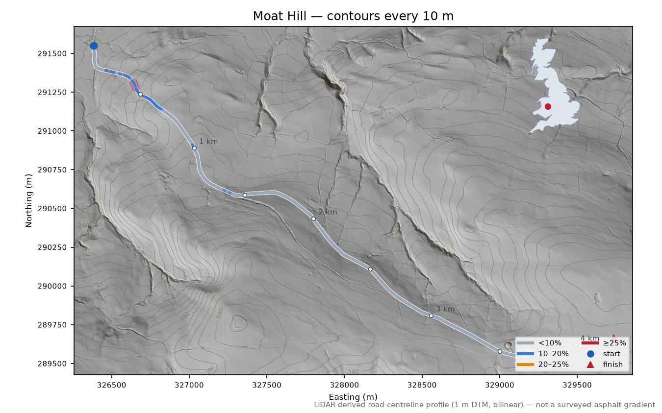 Moat Hill LiDAR hillshade map with contours