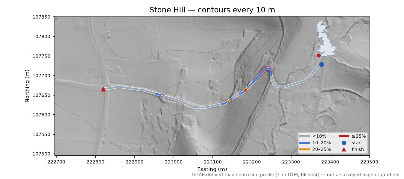 Stone Hill LiDAR hillshade map with contours