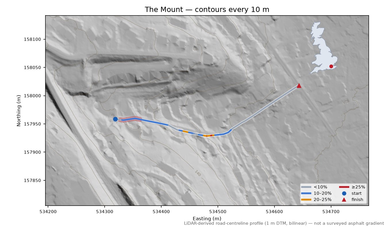 The Mount LiDAR hillshade map with contours