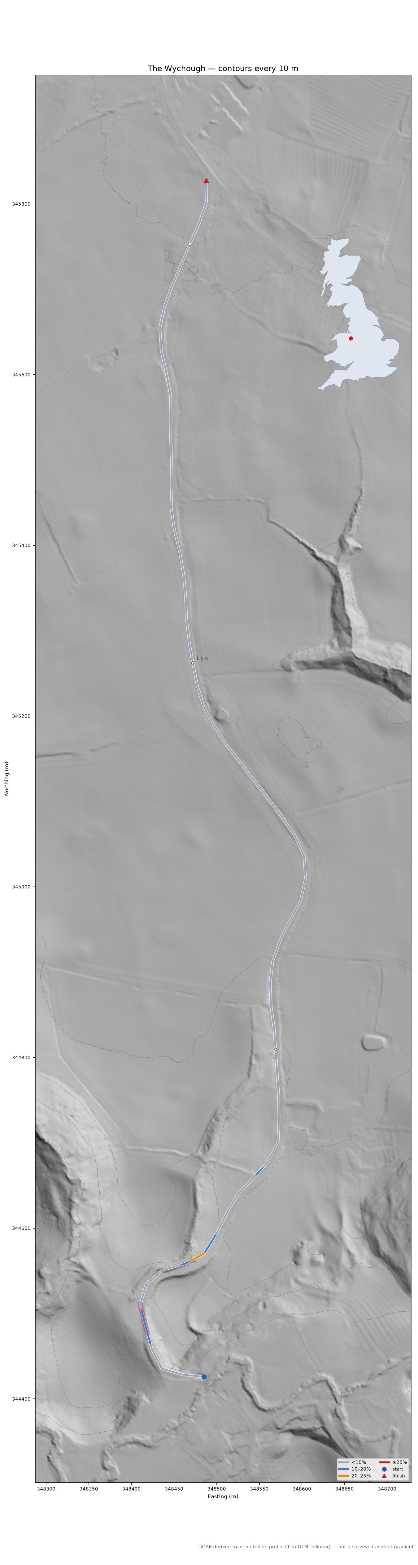 The Wychough LiDAR hillshade map with contours