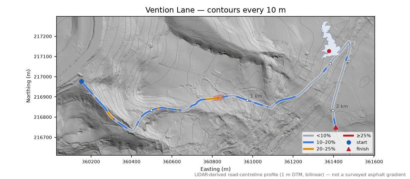 Vention Lane LiDAR hillshade map with contours