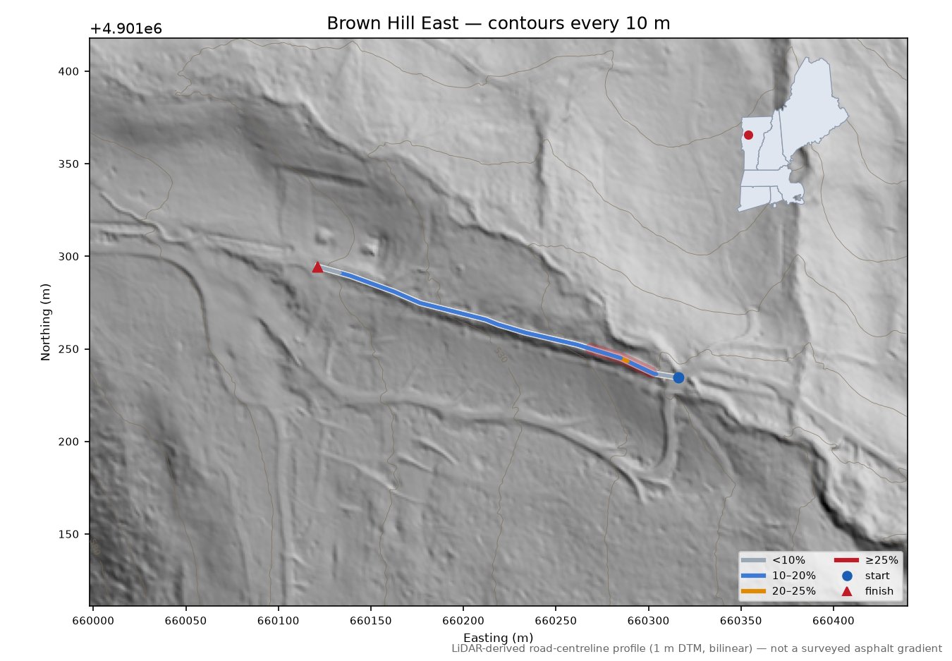Brown Hill East LiDAR hillshade map with contours
