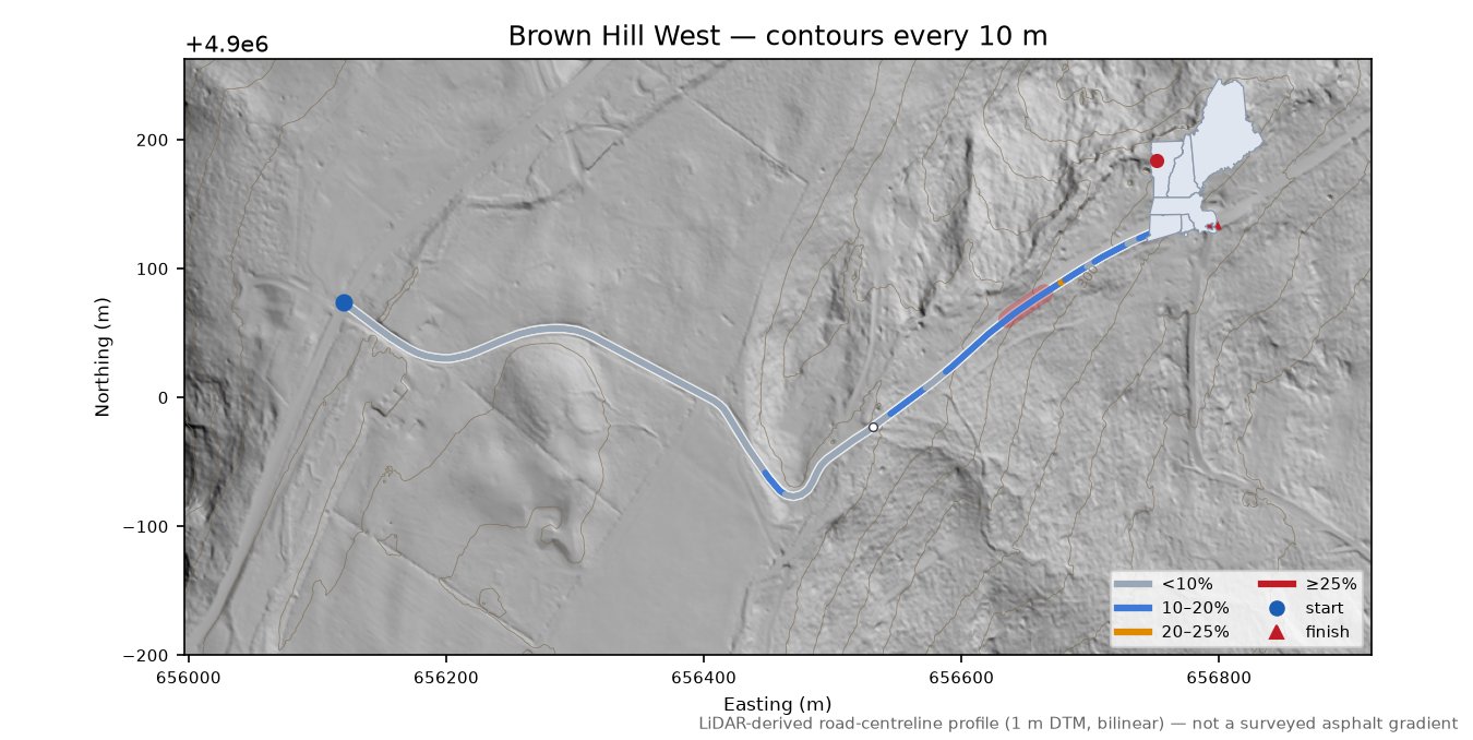 Brown Hill West LiDAR hillshade map with contours
