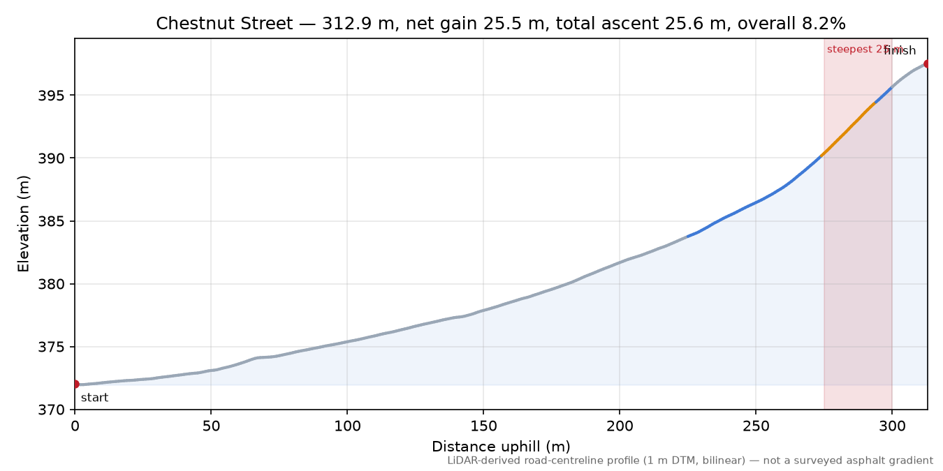 Chestnut Street elevation profile