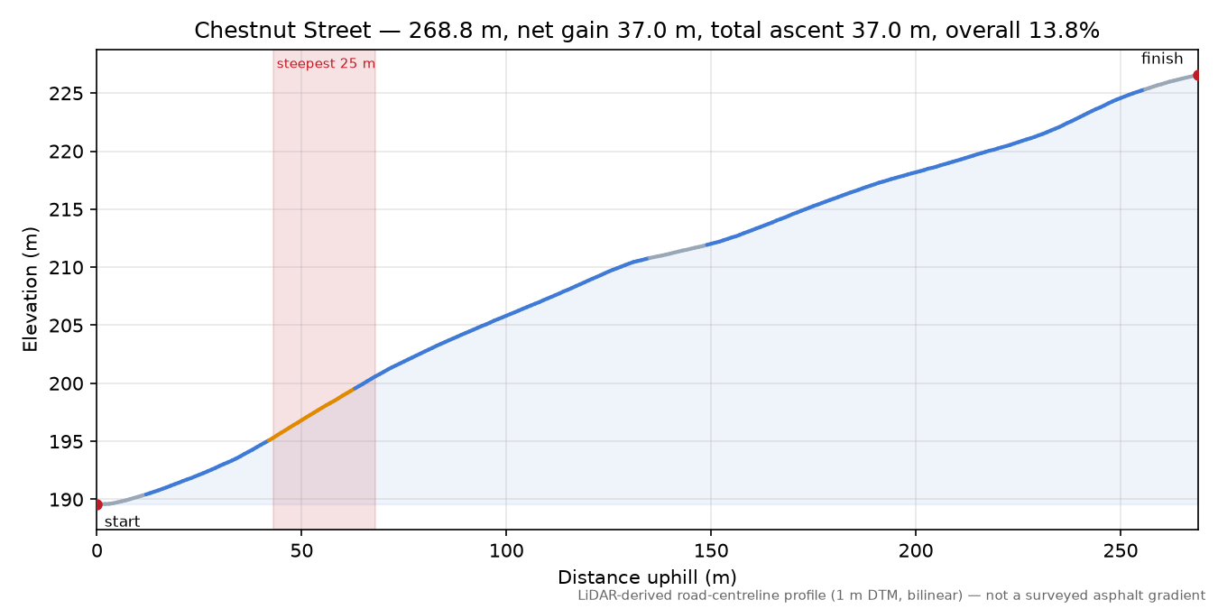 Chestnut Street elevation profile