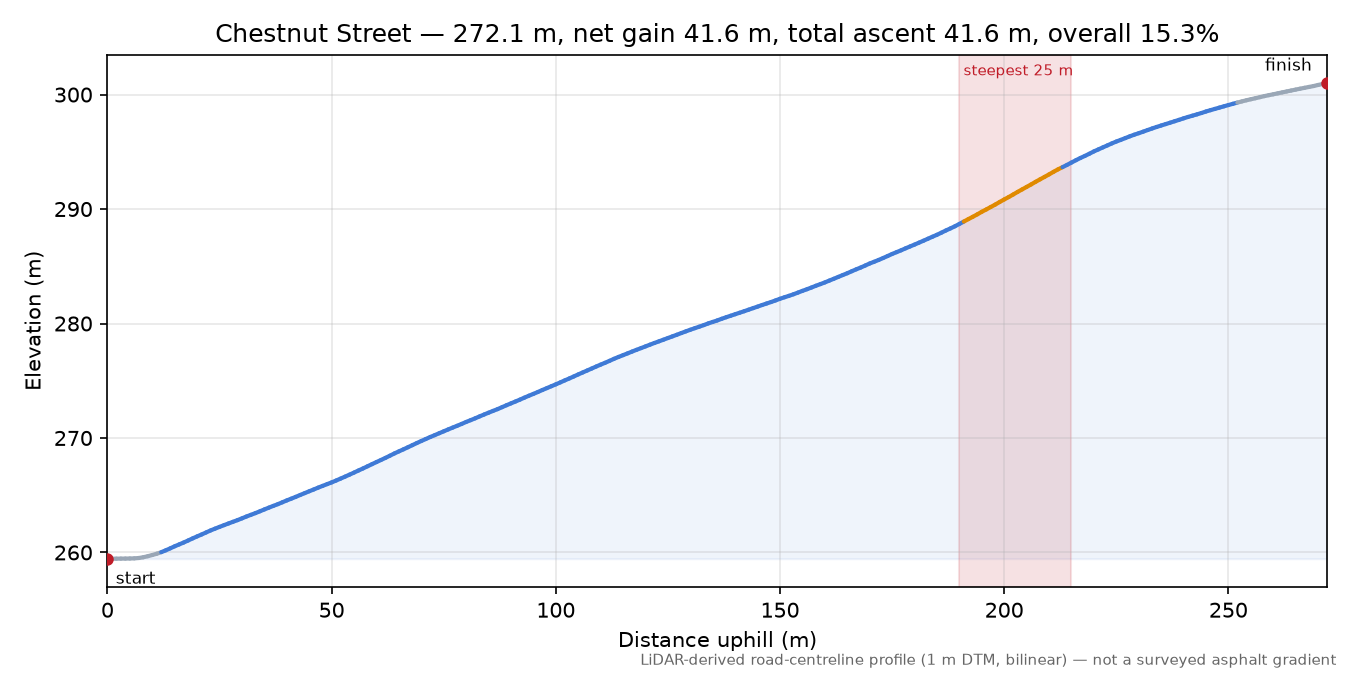 Chestnut Street elevation profile