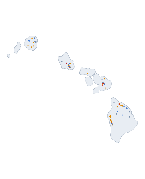 Map of the Hawaii (US) measured set