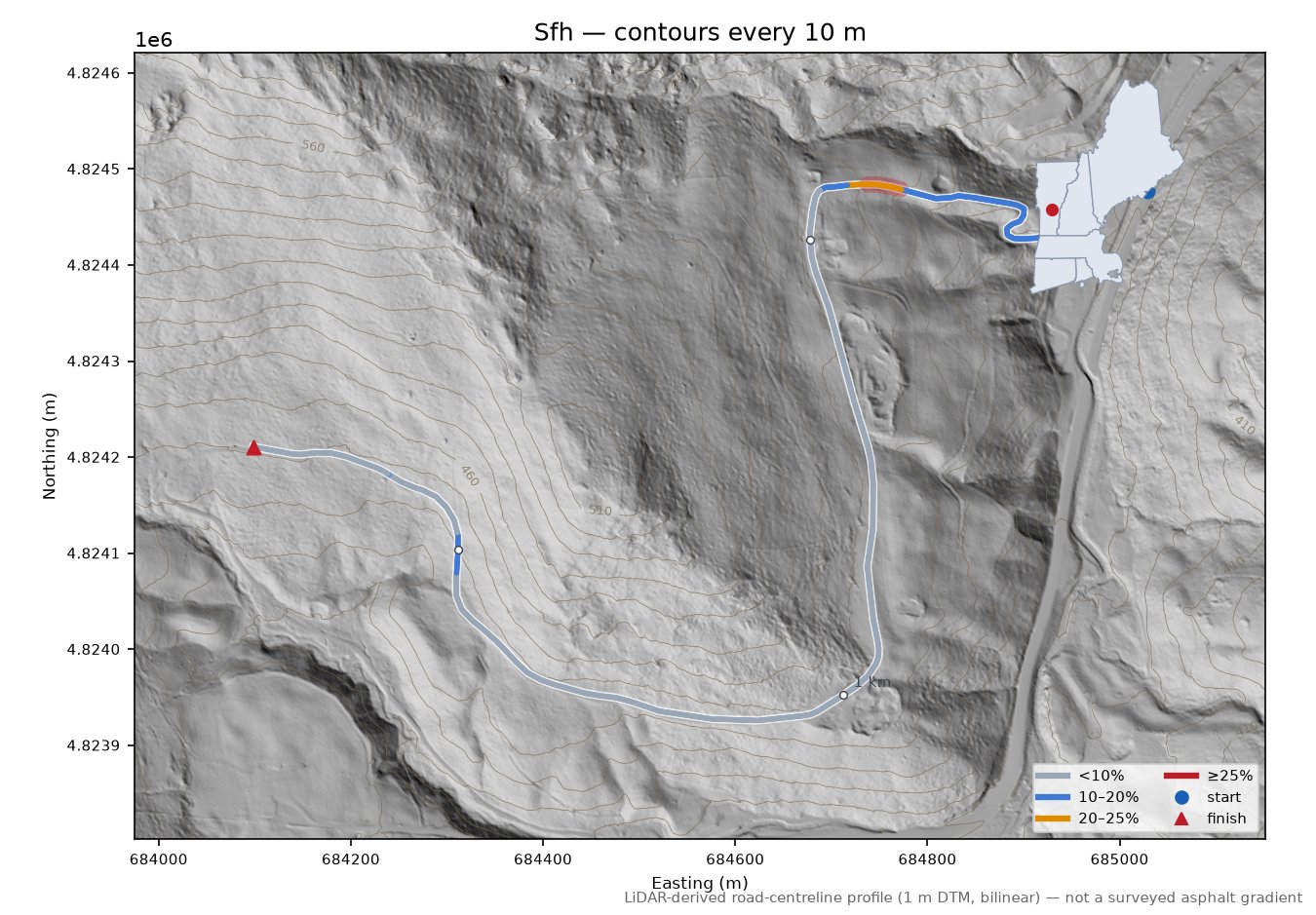 Sfh LiDAR hillshade map with contours