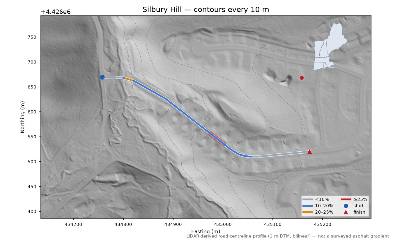 Silbury Hill LiDAR hillshade map with contours